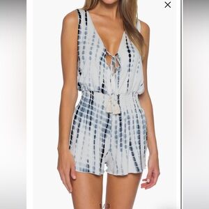 Becca Tide Pool Coverup Romper Blue Tie Dye NWT Size Large